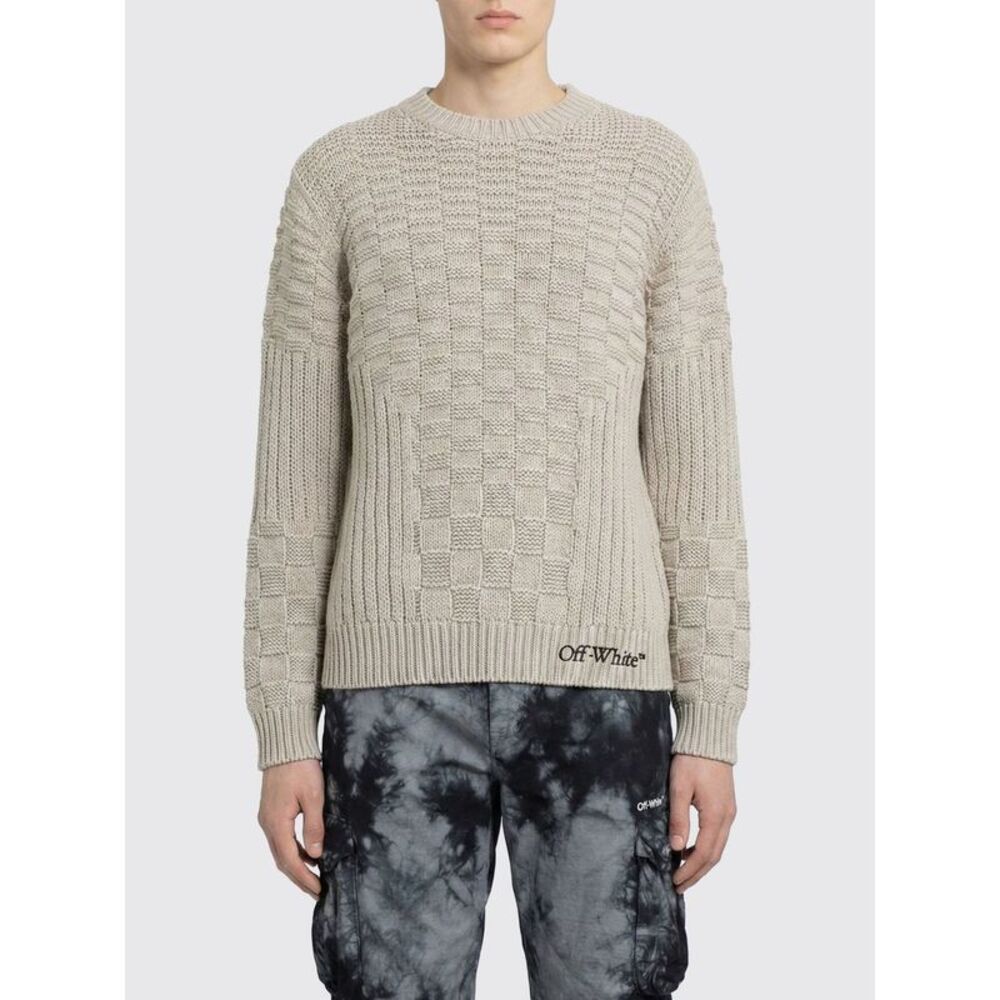 Off-White Men Arrow Cotton Crewneck Sweater Off-White
